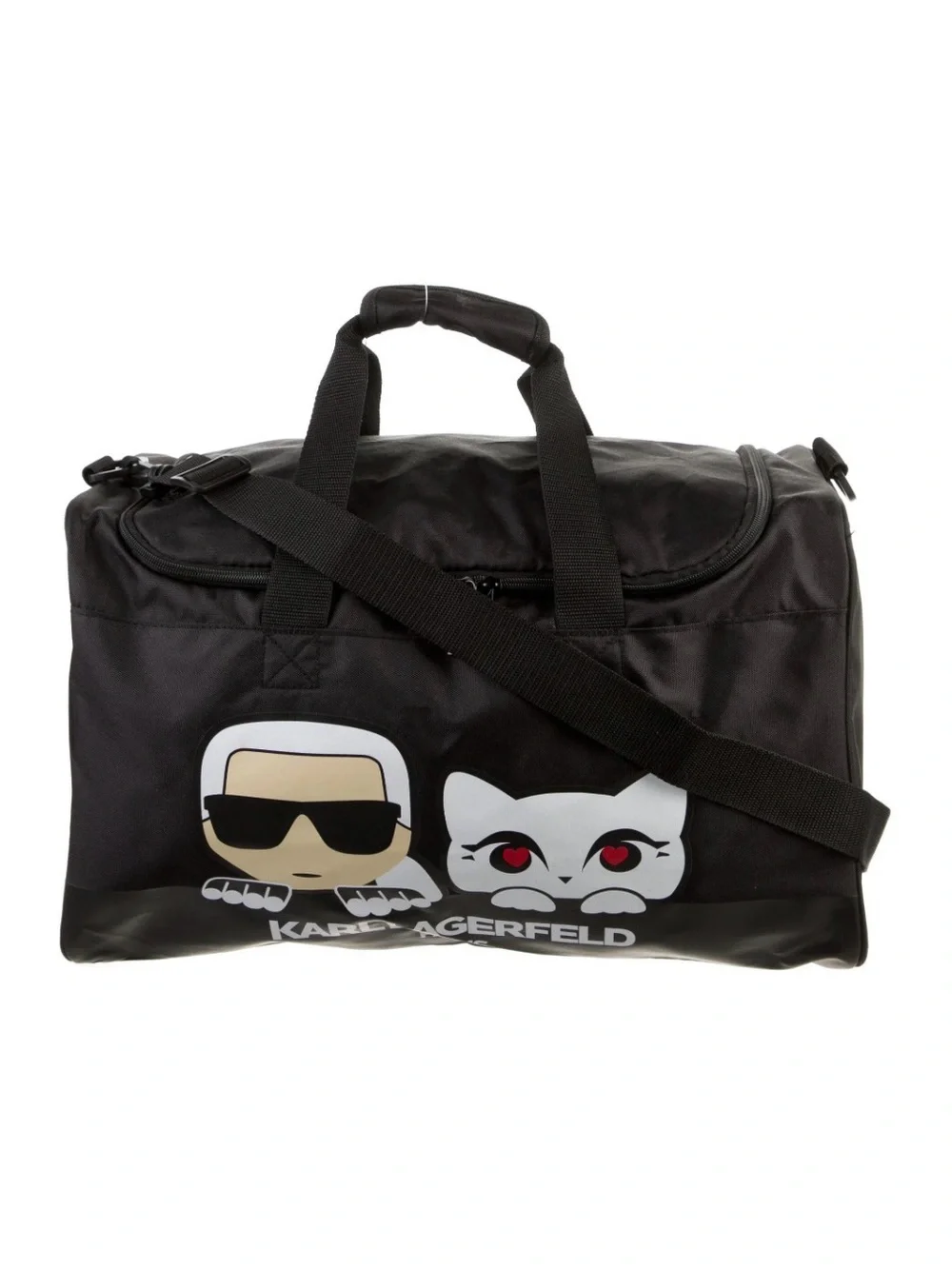 KARL LAGERFELD Duffel Bag Weekender Overnight Bag Carry On Gym Vacation Black